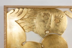Bas-relief panel titled “I’m Swimming in Happiness.” Contemporary.