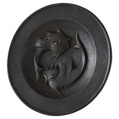 Placa o cuenco en bajorrelieve con peces Años 50