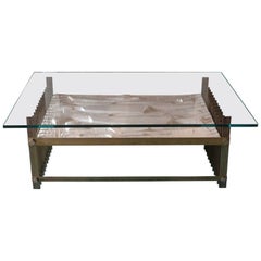 Bas Relief Plaster by Roger Desserprit Coffee Table, 1960s