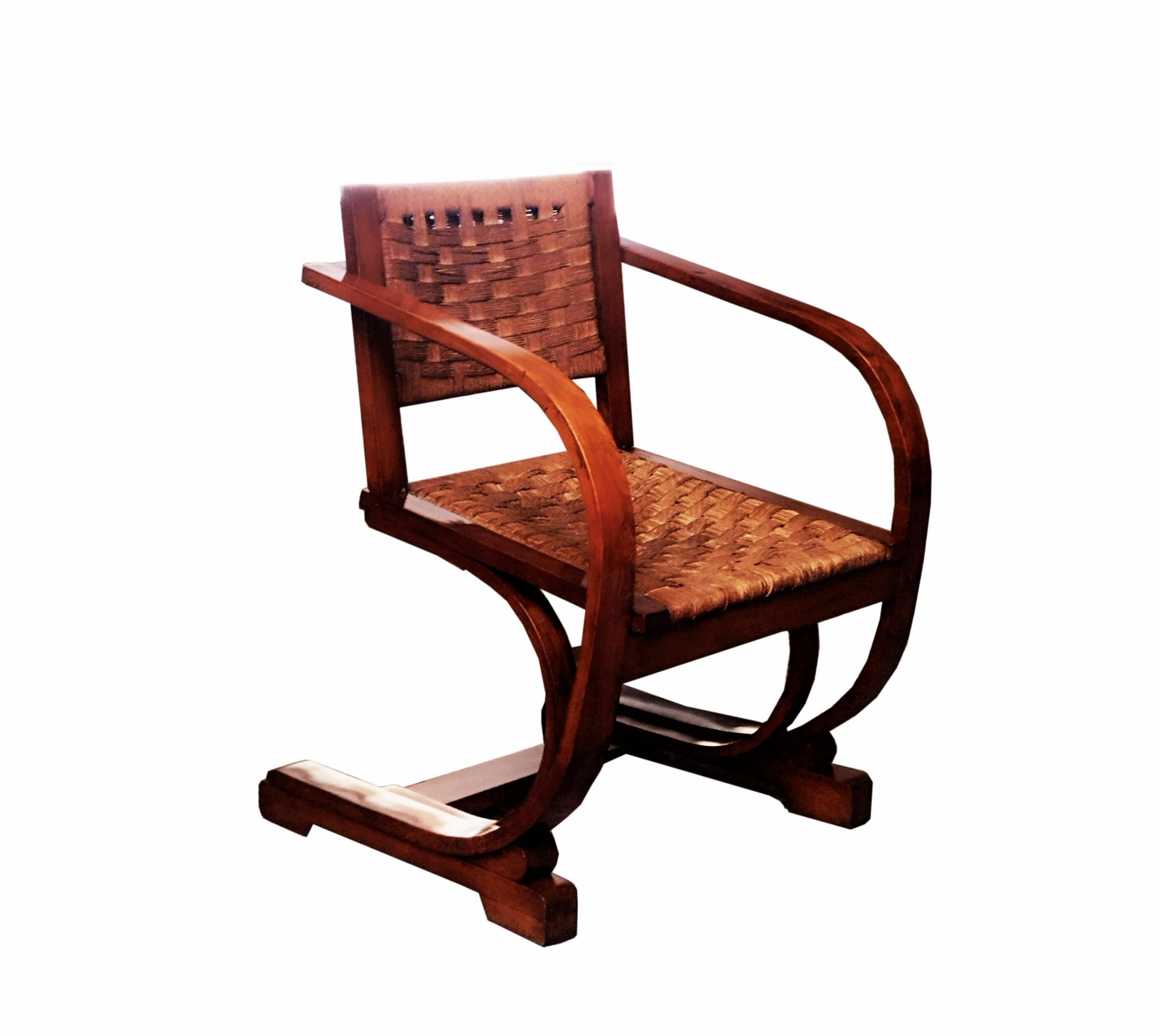 Mid-Century Modern Bas Van Pelt Art Deco Bentwood Lounge Chair, Netherlands 1950s For Sale