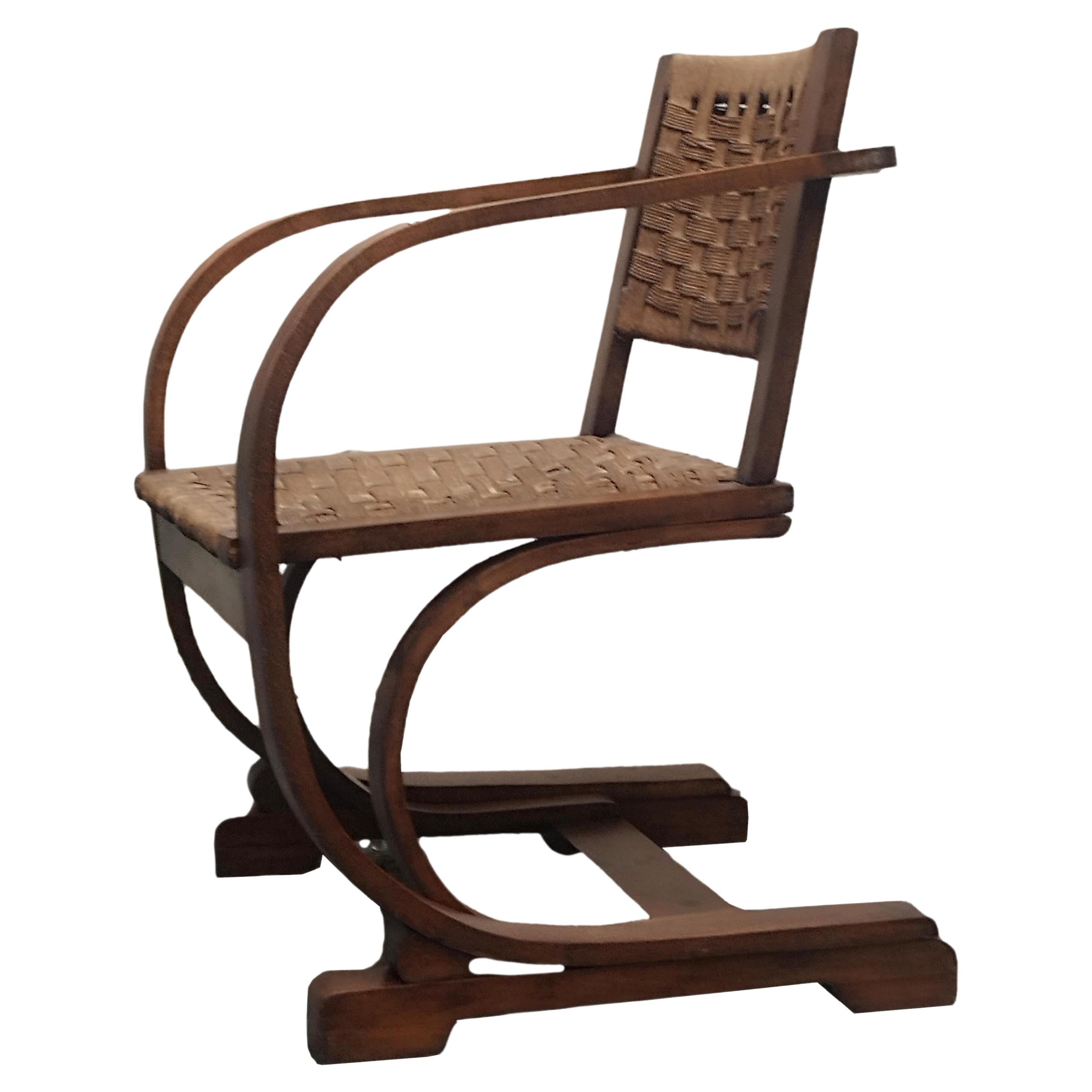 Bas Van Pelt Art Deco Bentwood Lounge Chair, Netherlands 1950s