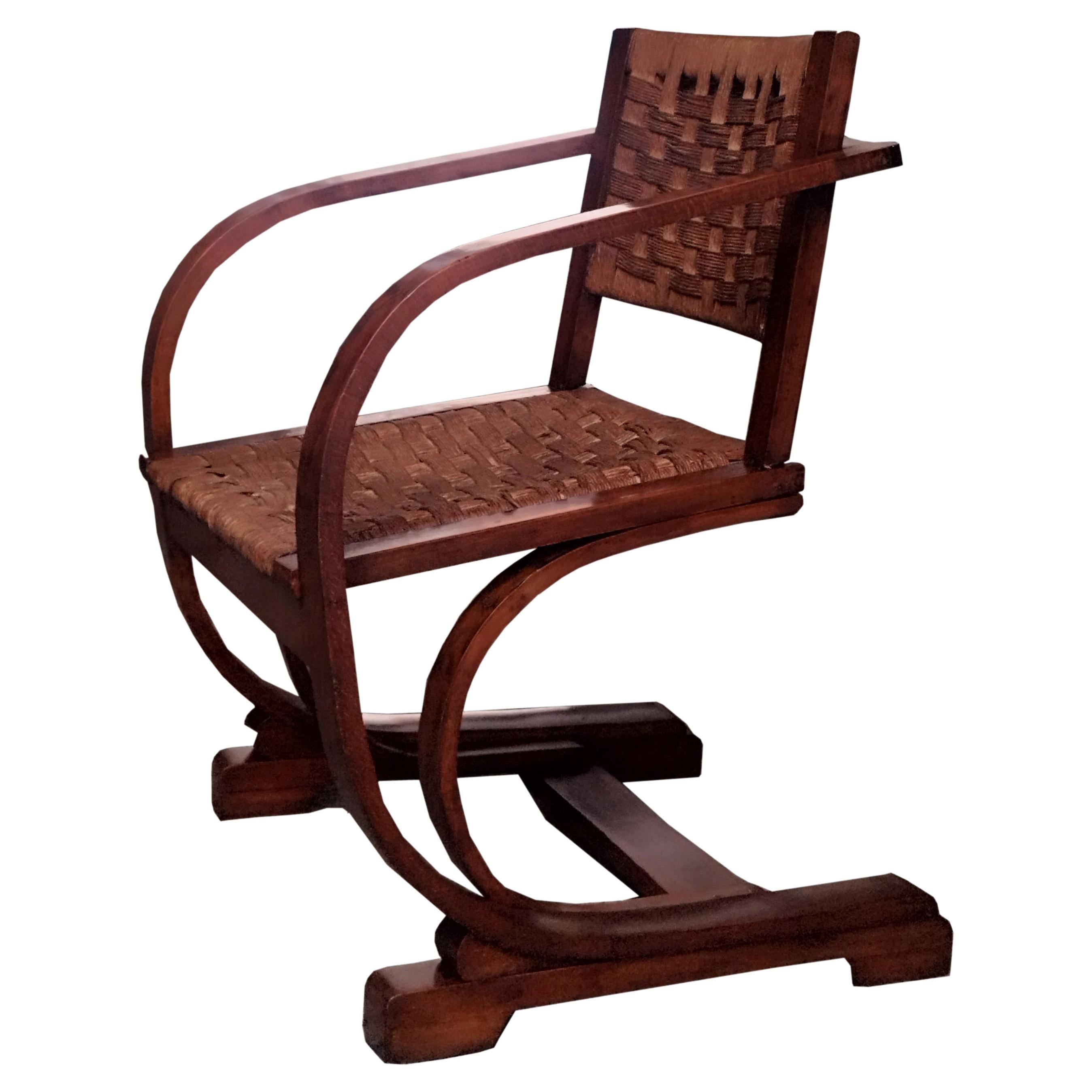 Bas Van Pelt Art Deco Bentwood Lounge Chair, Netherlands 1950s For Sale