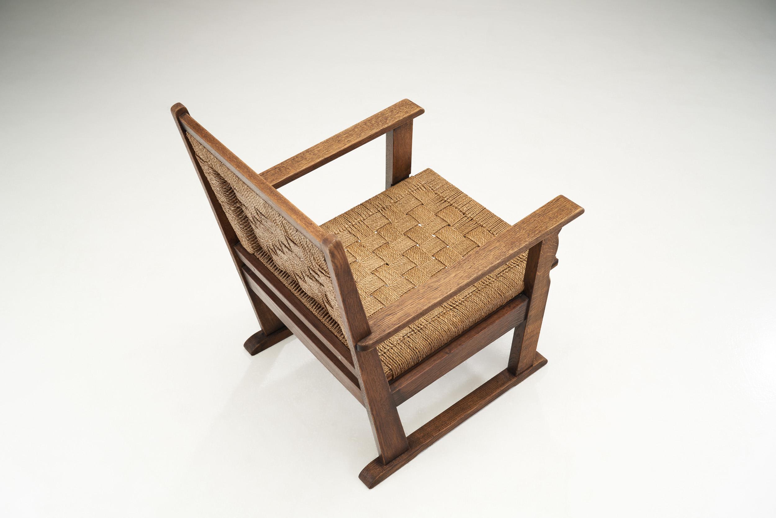 Bas Van Pelt 'Attr.' Armchair with Woven Rush Seat and Back, Netherlands, 1940s 5