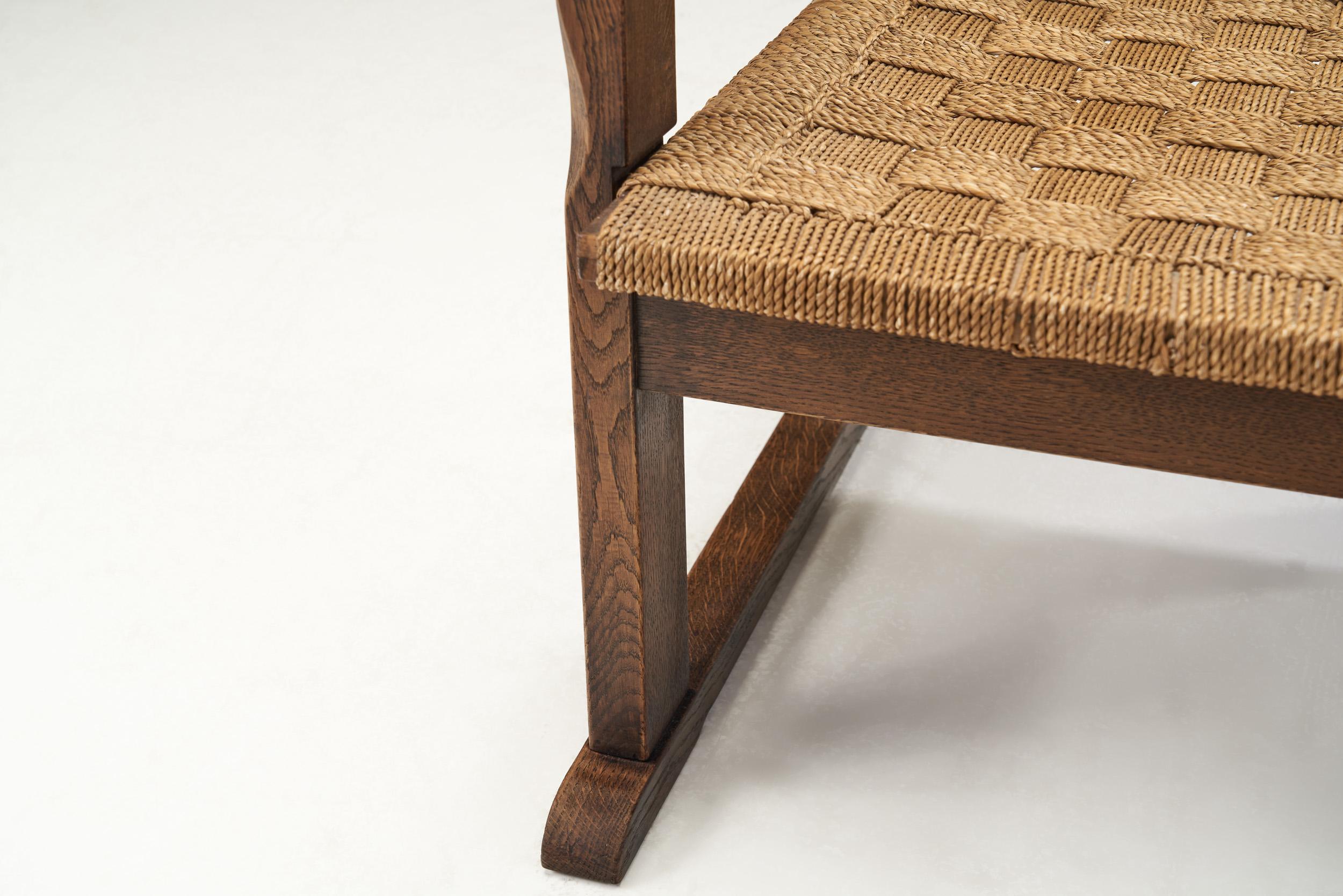 Bas Van Pelt 'Attr.' Armchair with Woven Rush Seat and Back, Netherlands, 1940s 8