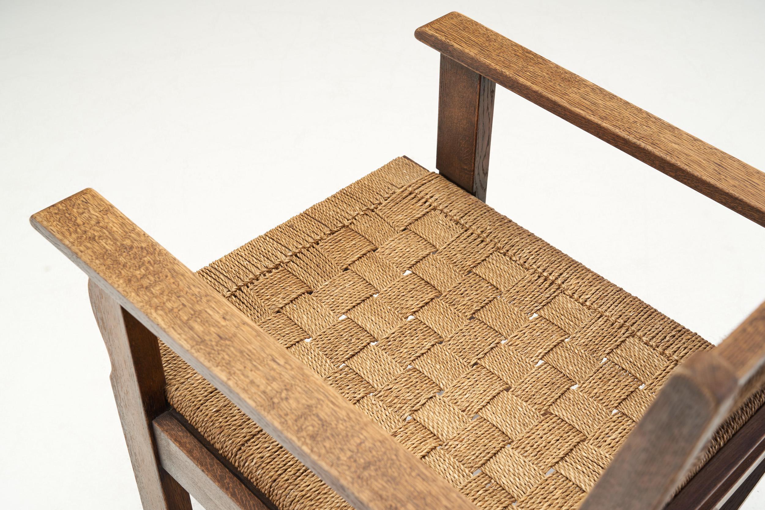 Bas Van Pelt 'Attr.' Armchair with Woven Rush Seat and Back, Netherlands, 1940s 3