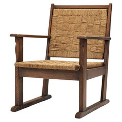 Bas Van Pelt 'Attr.' Armchair with Woven Rush Seat and Back, Netherlands, 1940s