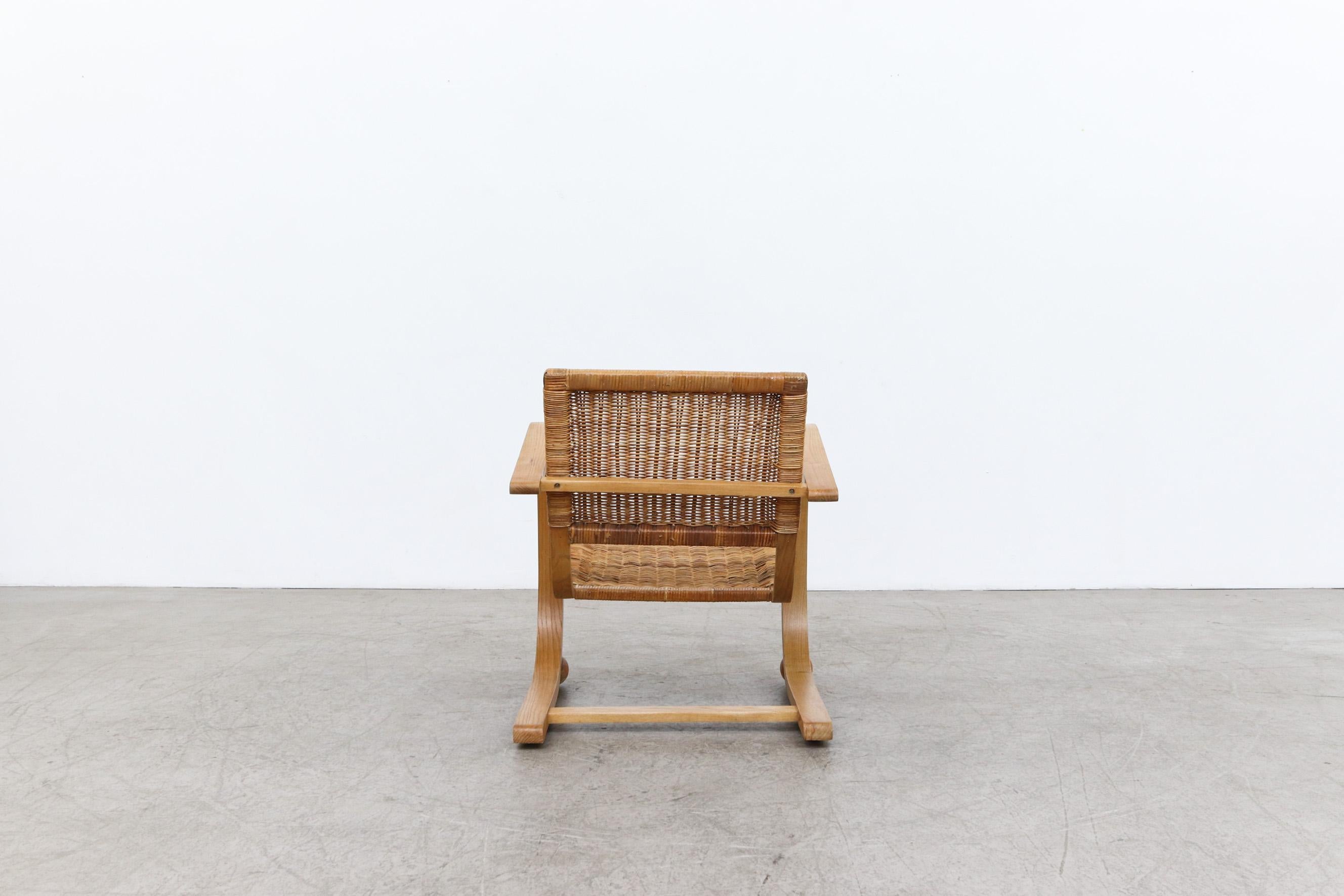 Bas Van Pelt 'Attr' Bent Lounge Chair with Rattan Seat In Good Condition In Los Angeles, CA