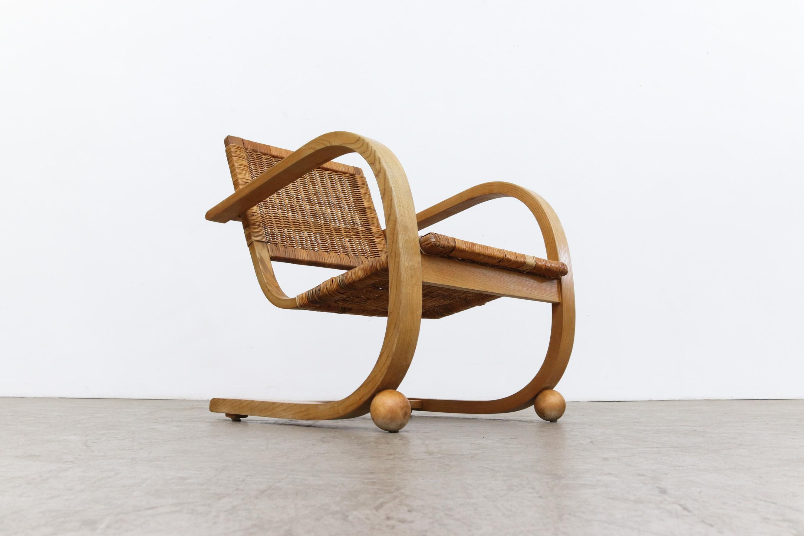 Bas Van Pelt 'Attr' Bent Lounge Chair with Rattan Seat 1