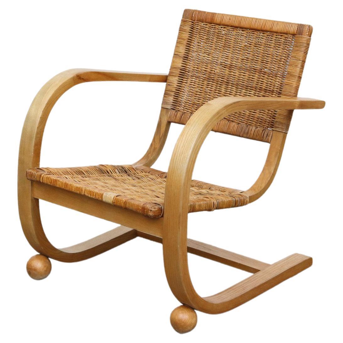 Bas Van Pelt 'Attr' Bent Lounge Chair with Rattan Seat