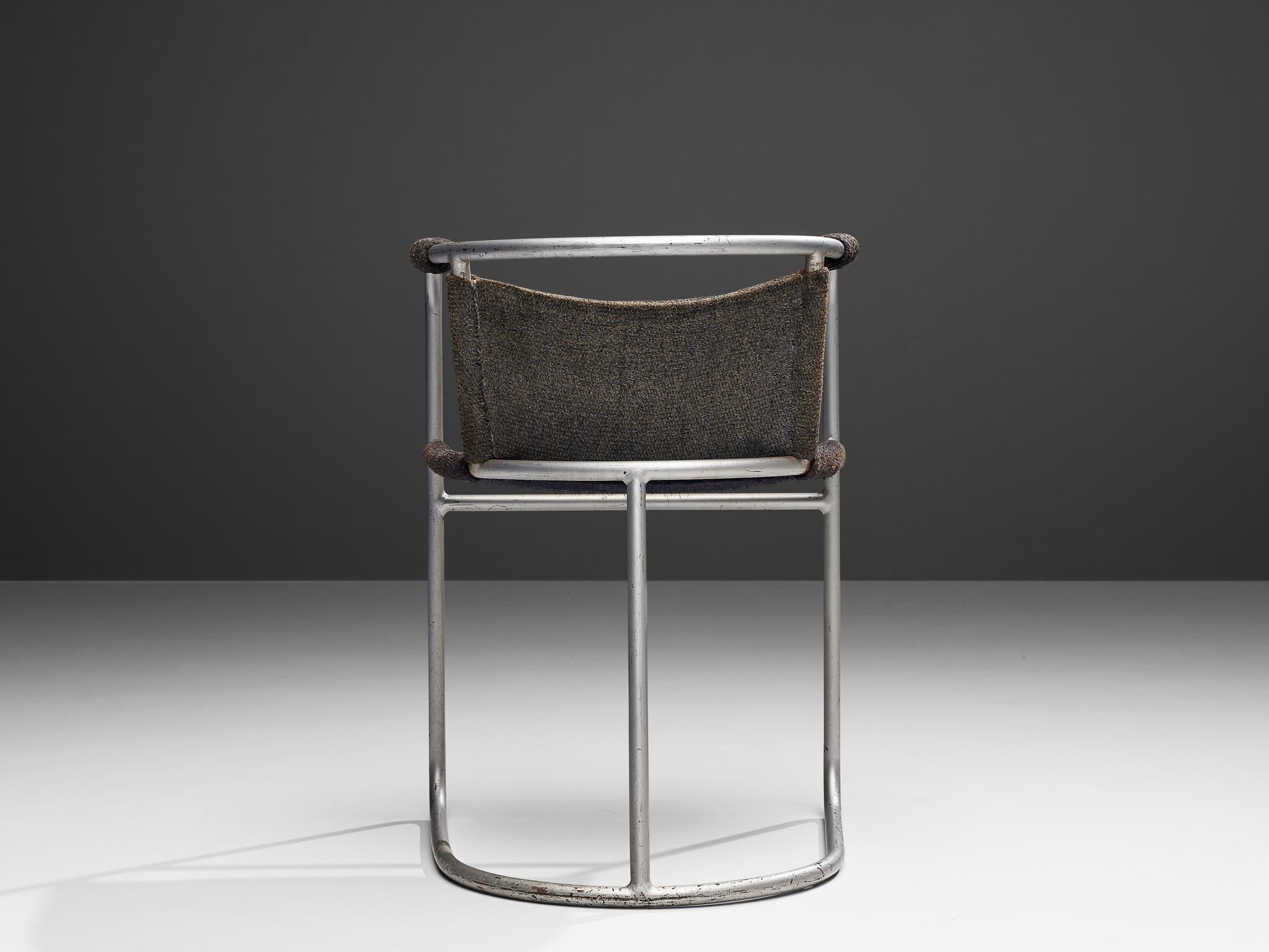 Bas Van Pelt Früher röhrenförmiger Stahlstuhl mit blau-grauem Sisal-Sitzmöbeln im Angebot 3