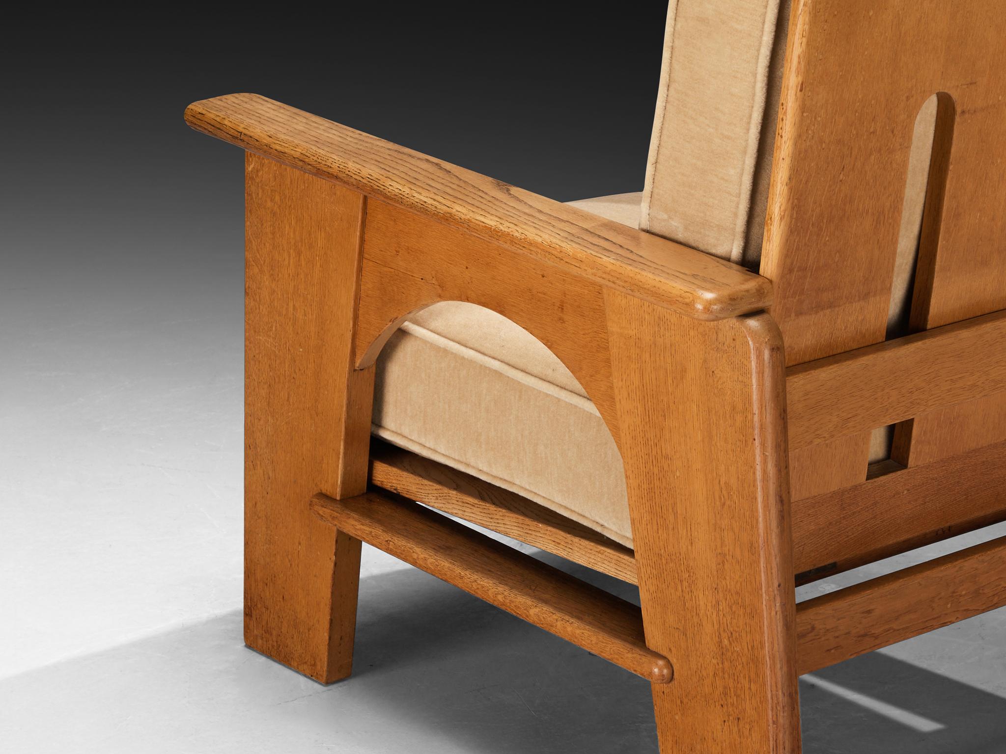 Art Deco Bas Van Pelt for My Home Lounge Chair in Solid Oak