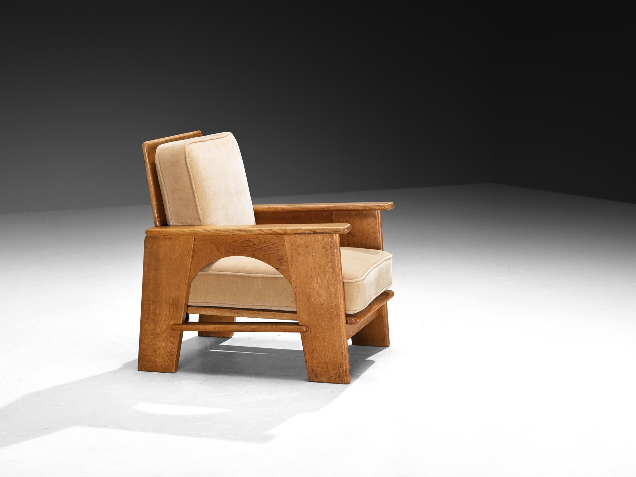 Fabric Bas Van Pelt for My Home Lounge Chair in Solid Oak