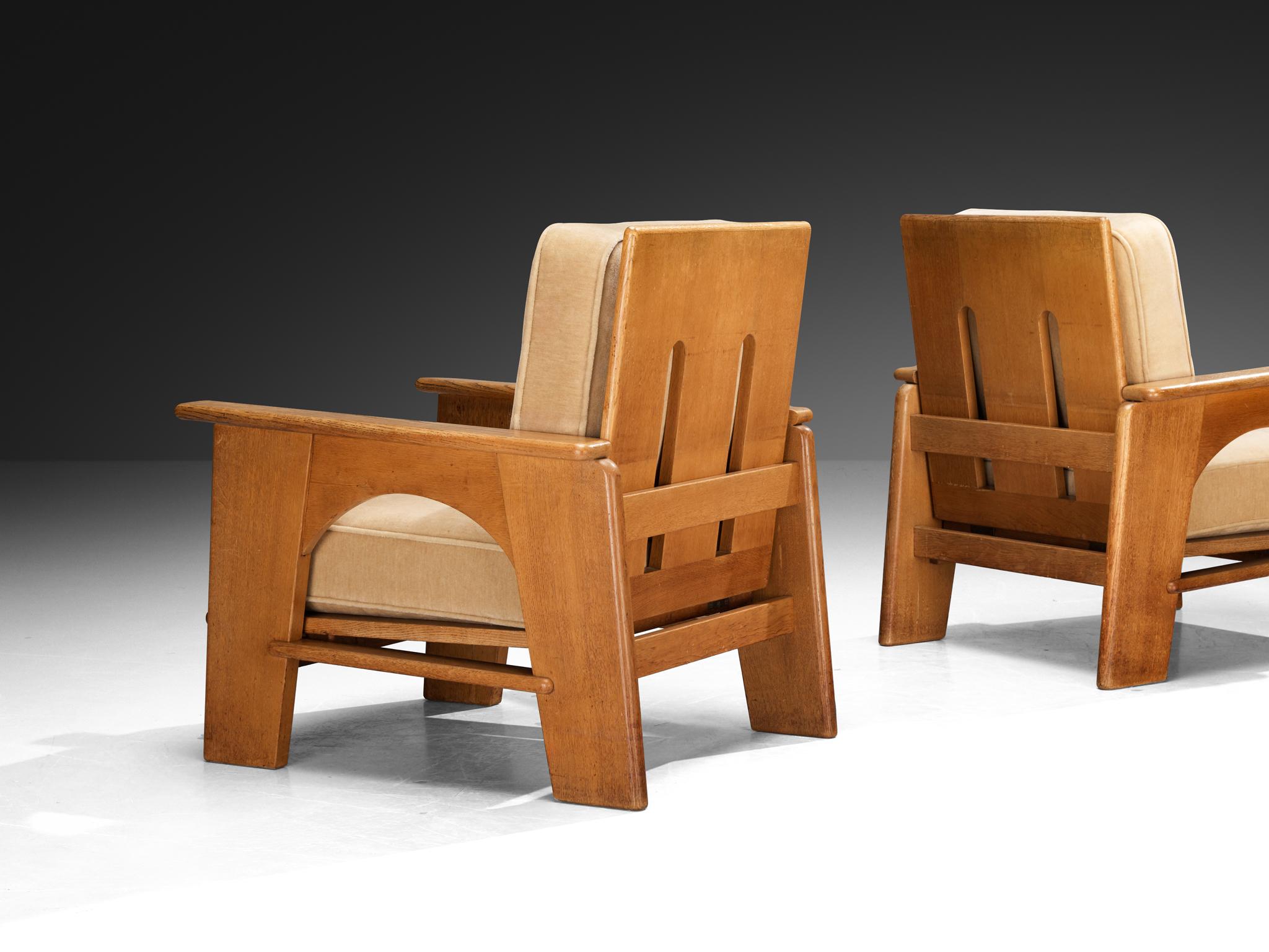 Art Deco Bas Van Pelt for My Home Lounge Chairs in Oak For Sale
