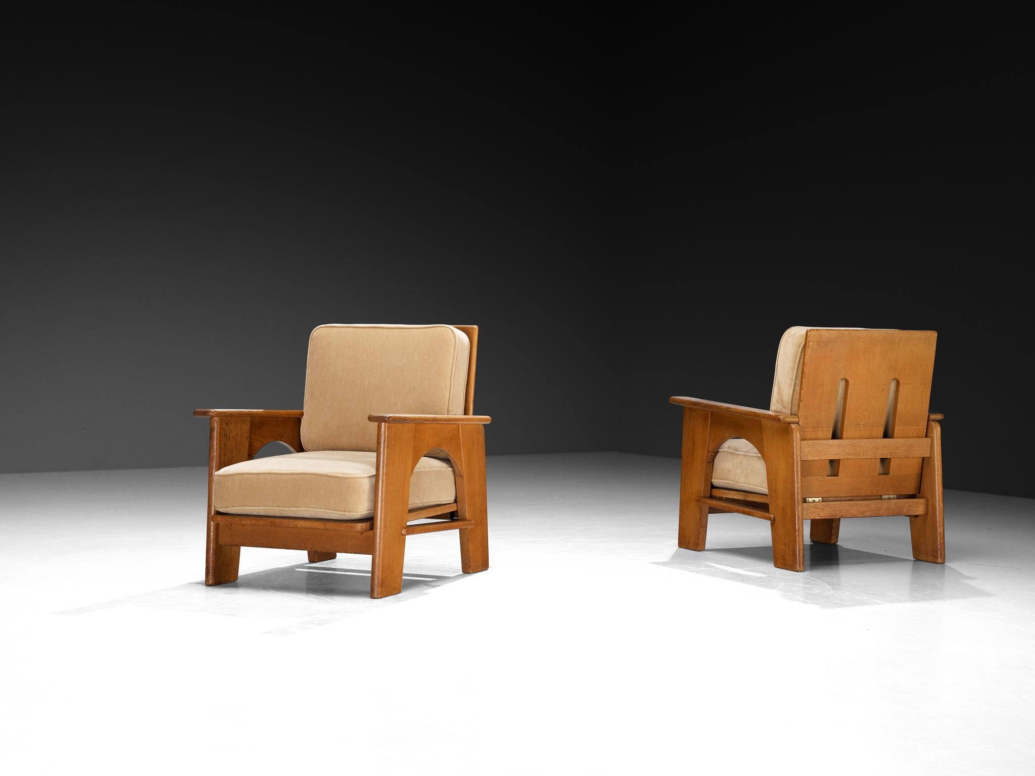 Fabric Bas Van Pelt for My Home Lounge Chairs in Oak For Sale