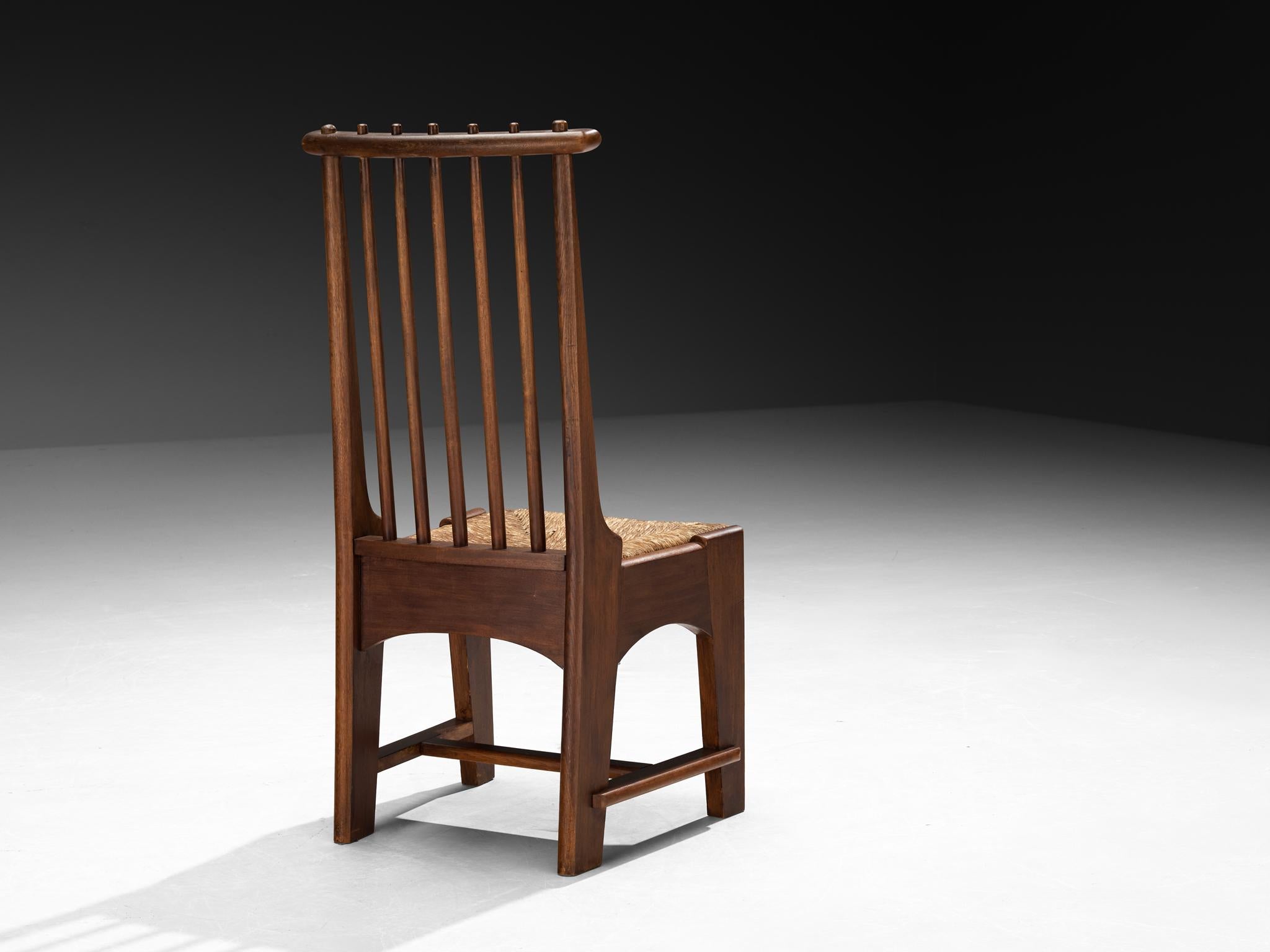 Bas Van Pelt pour My Home Paire de chaises de salle à manger en acajou et jonc en vente 3