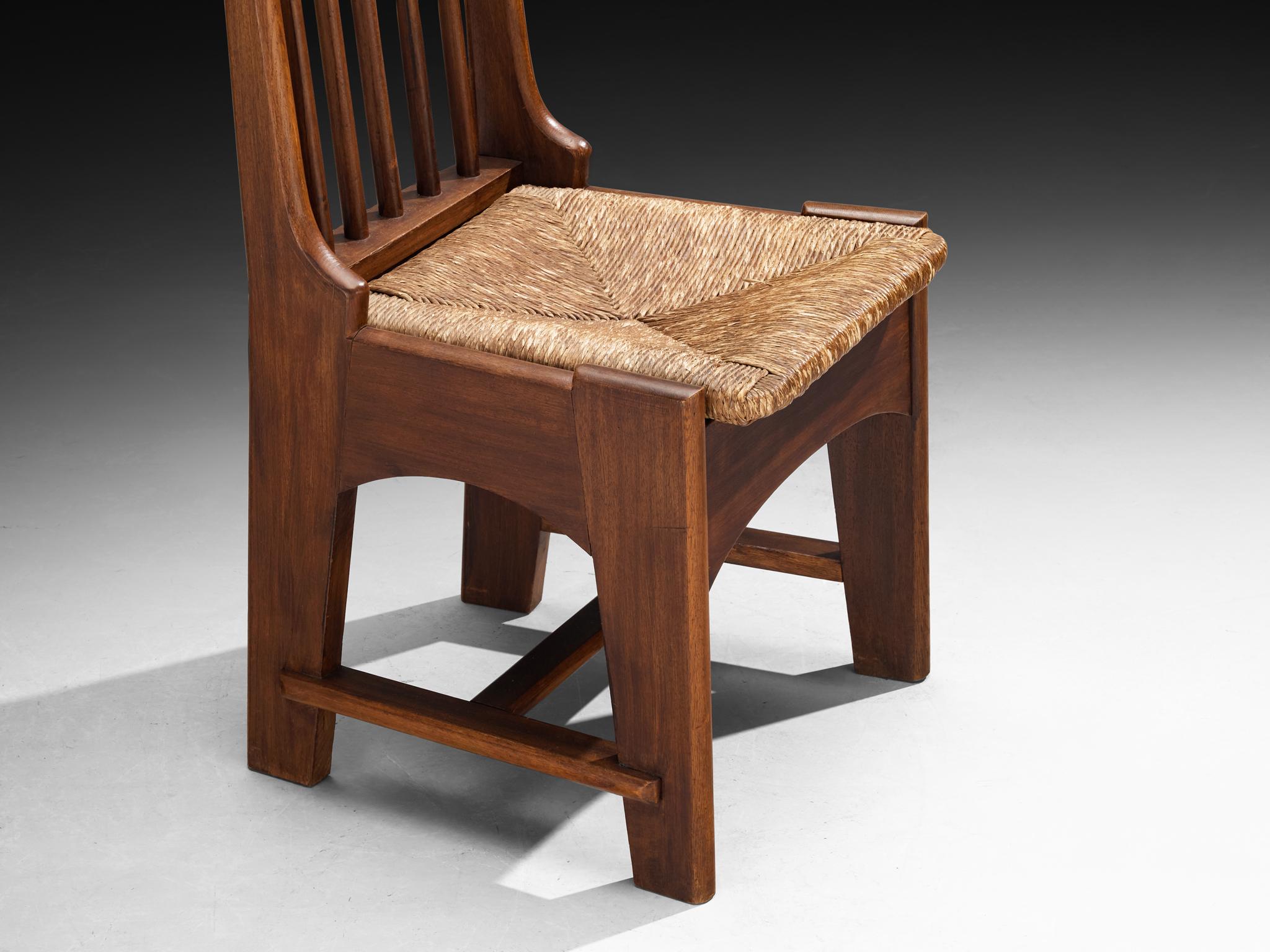 Mid-Century Modern Bas Van Pelt pour My Home Paire de chaises de salle à manger en acajou et jonc en vente