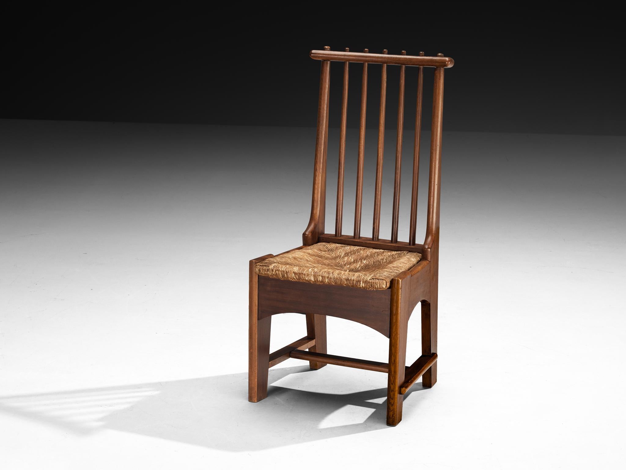 Bas Van Pelt pour My Home Paire de chaises de salle à manger en acajou et jonc en vente 1