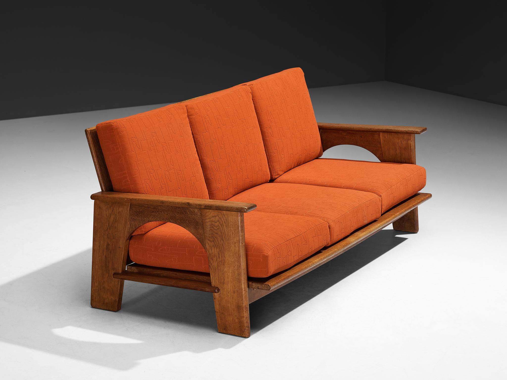 Bas van Pelt for my Home sofa, oak, fabric, Netherlands, 1930s/1940s

This elegant sofa was designed by Dutch designer Bas van Pelt and produced in the Netherlands during the 1930s or 1940s. Crafted from solid oak, the piece reflects Van Pelt’s