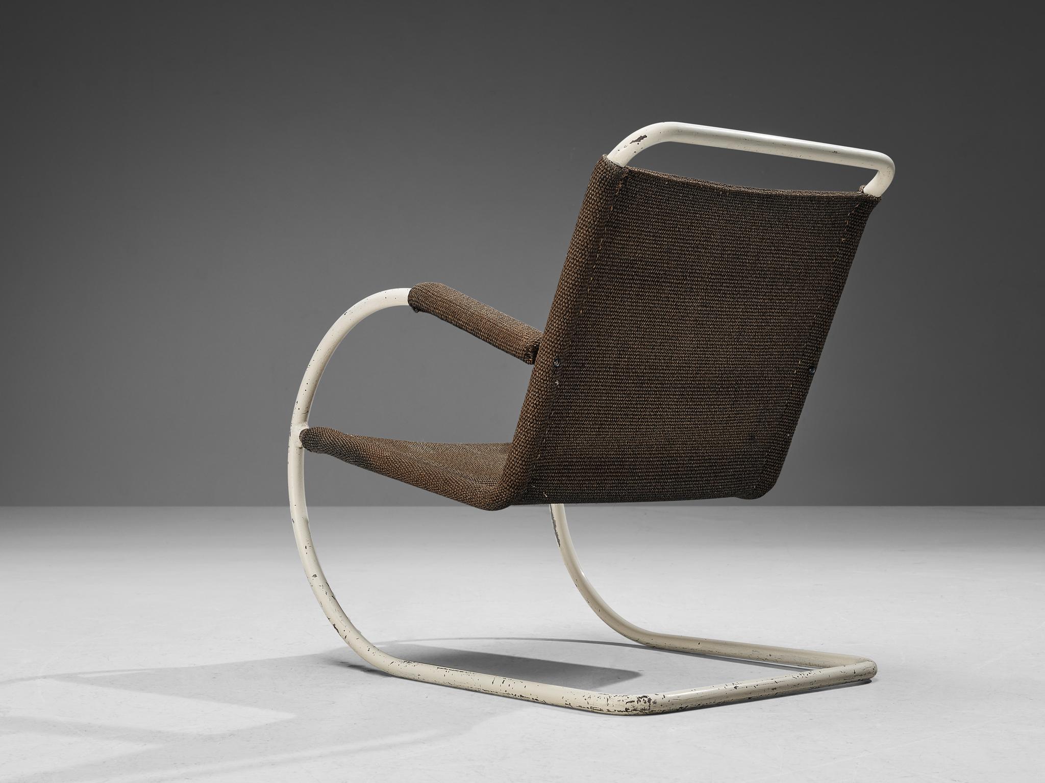 Bauhaus Bas Van Pelt for My Home Tubular Cantilever Lounge Chair in Grey Sisal 