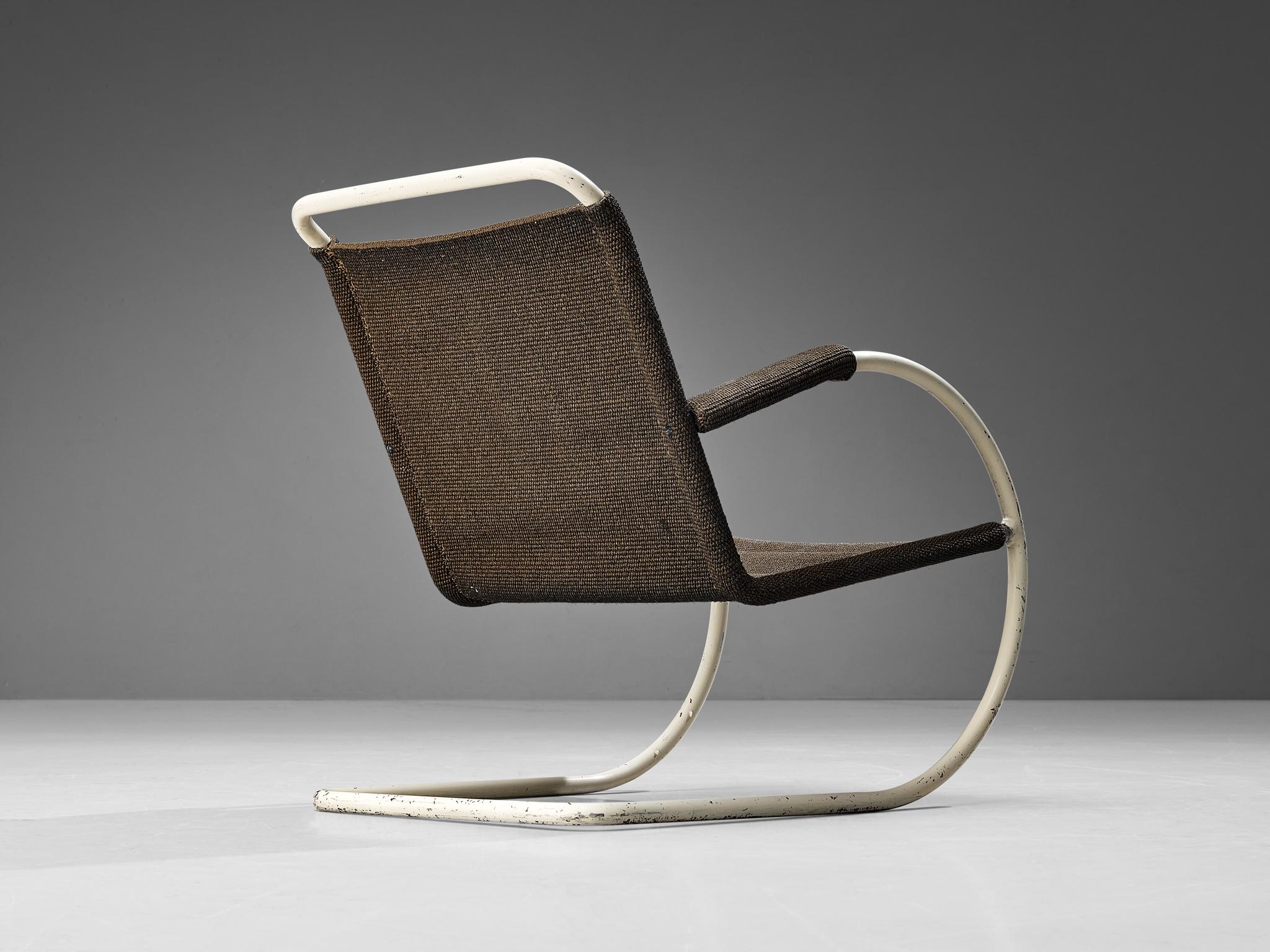 Bas Van Pelt for My Home Tubular Cantilever Lounge Chair in Grey Sisal  In Good Condition In Waalwijk, NL
