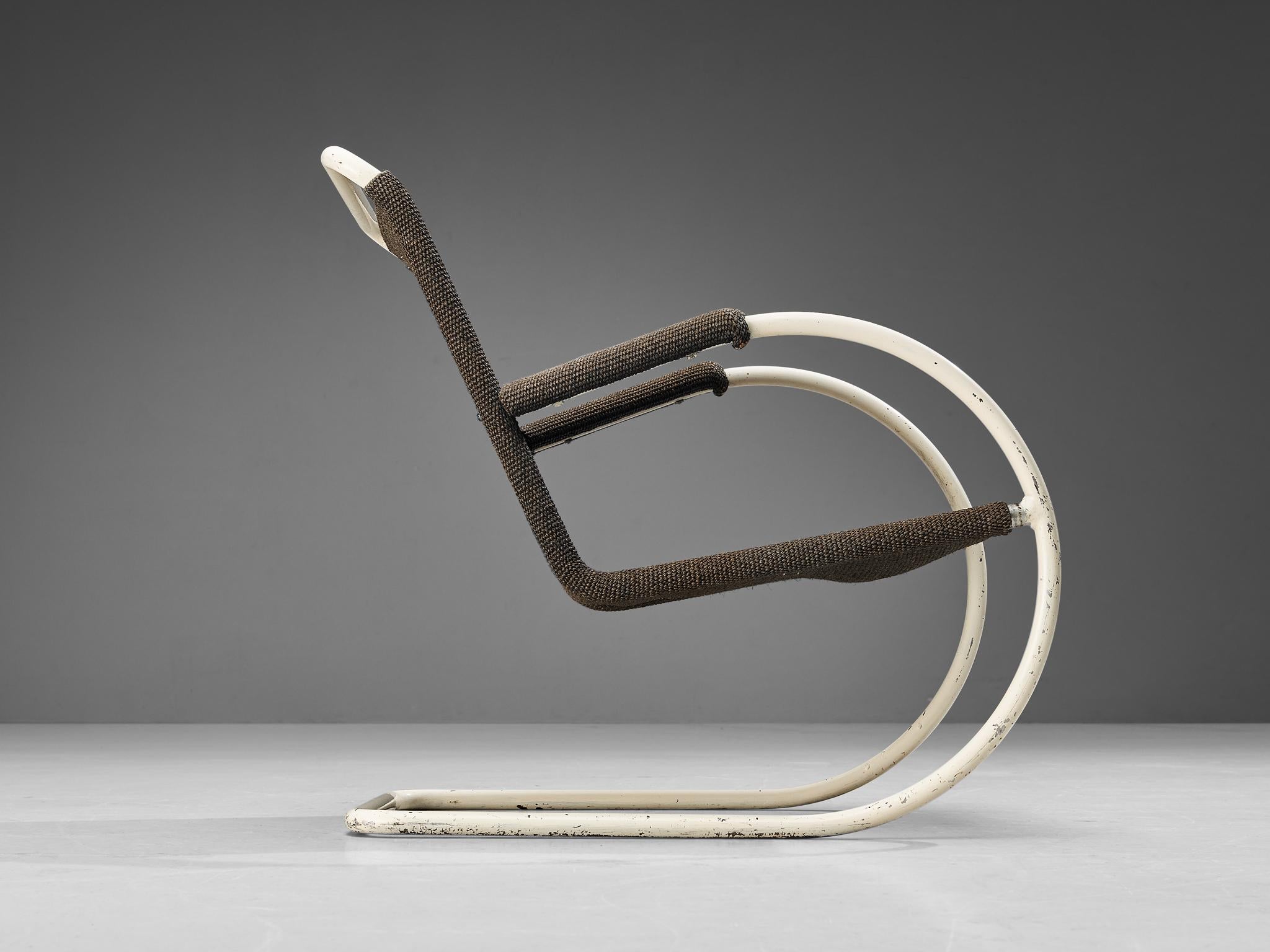 Mid-20th Century Bas Van Pelt for My Home Tubular Cantilever Lounge Chair in Grey Sisal 