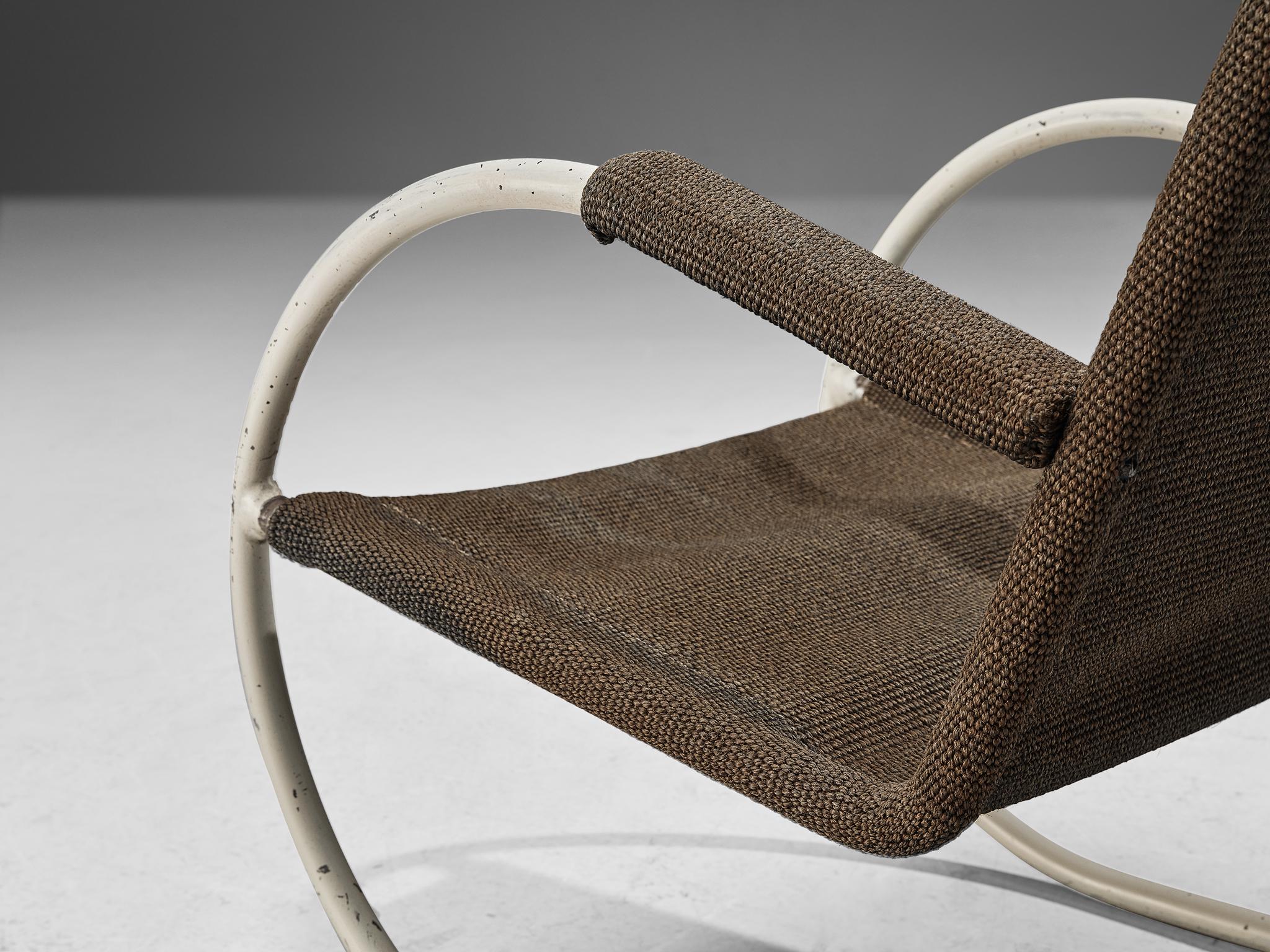 Bas Van Pelt for My Home Tubular Cantilever Lounge Chair in Grey Sisal  2