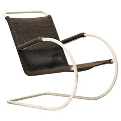 Bas Van Pelt for My Home Tubular Cantilever Lounge Chair in Grey Sisal 