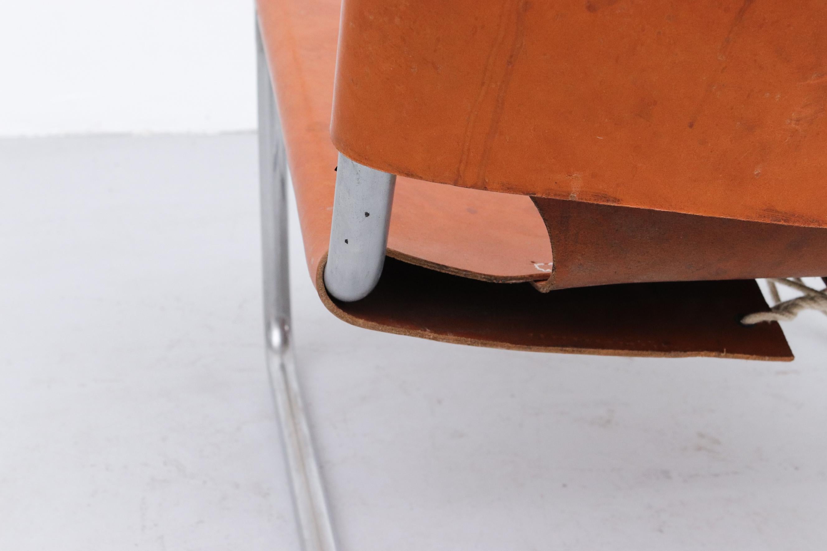 Bas Van Pelt Leather and Chrome Tubular Lounge Chair 3