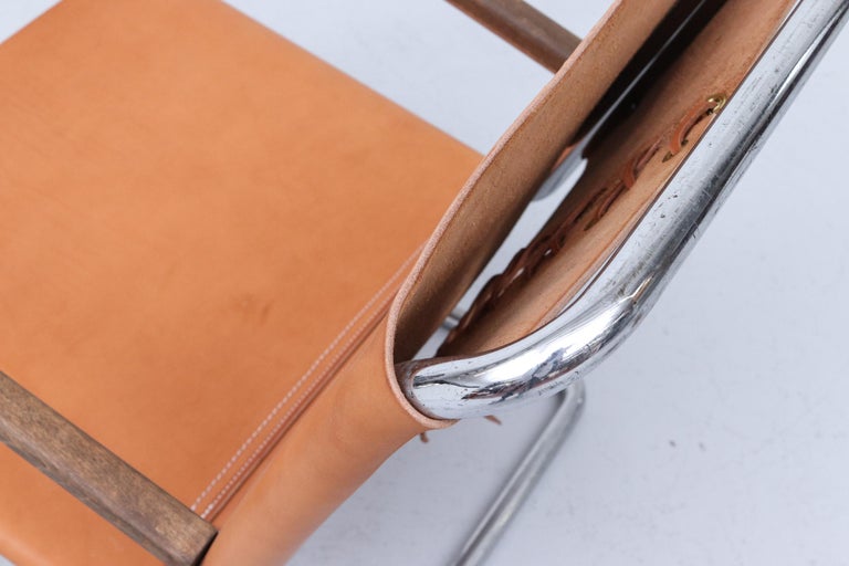 Bas Van Pelt Leather and Chrome Tubular Lounge Chair For Sale 6