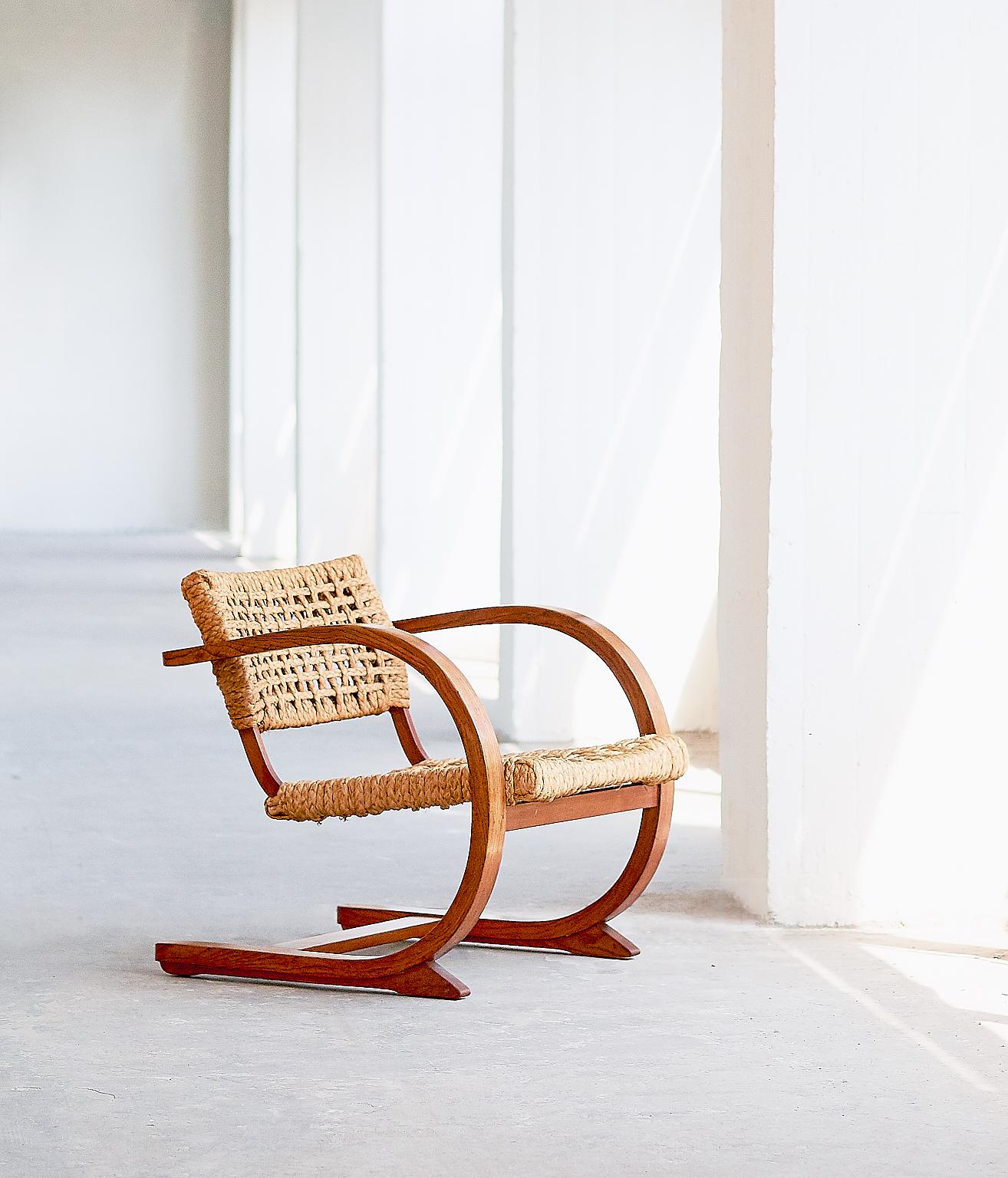 Bas Van Pelt Oak and Rope Armchair, Netherlands, 1936 3