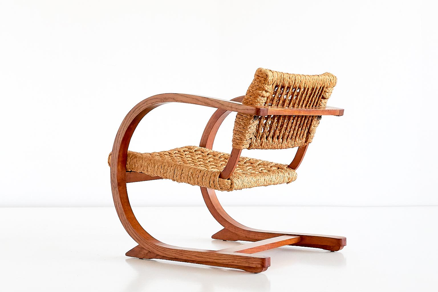 Modern Bas Van Pelt Oak and Rope Armchair, Netherlands, 1936