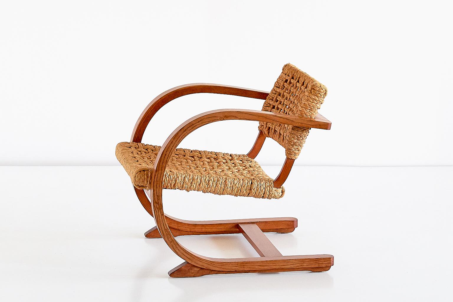 Dutch Bas Van Pelt Oak and Rope Armchair, Netherlands, 1936