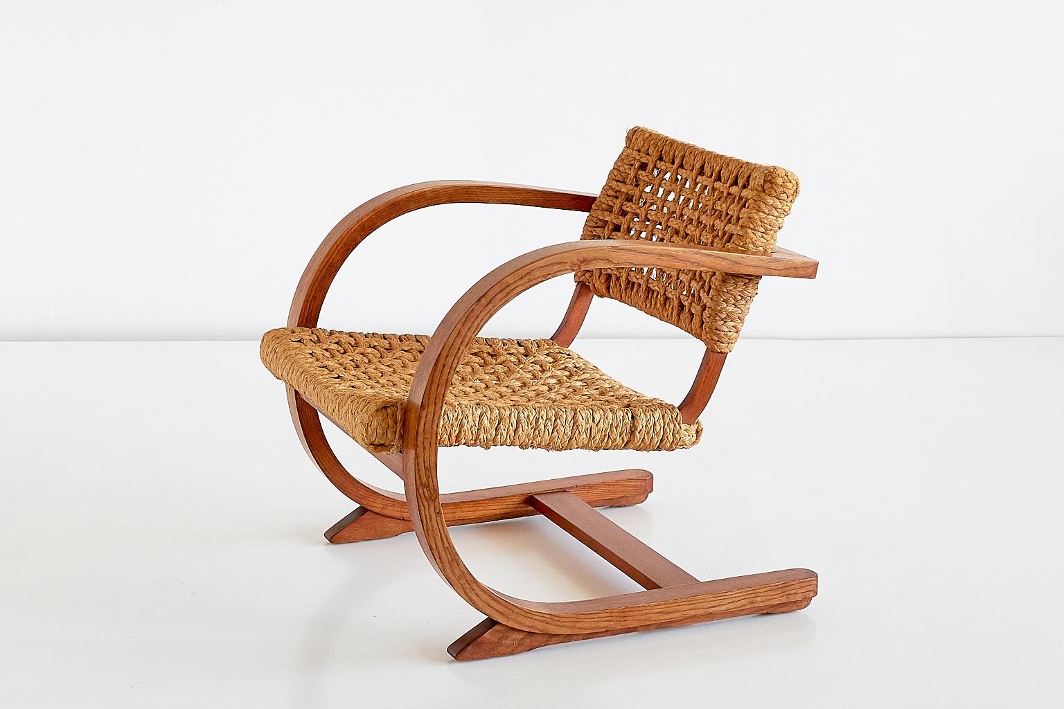 Bas Van Pelt Oak and Rope Armchair, Netherlands, 1936 In Good Condition In The Hague, NL