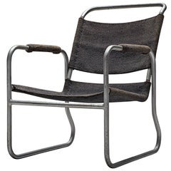 Bas Van Pelt Original Grey Sisal and Tubular Armchair, 1920