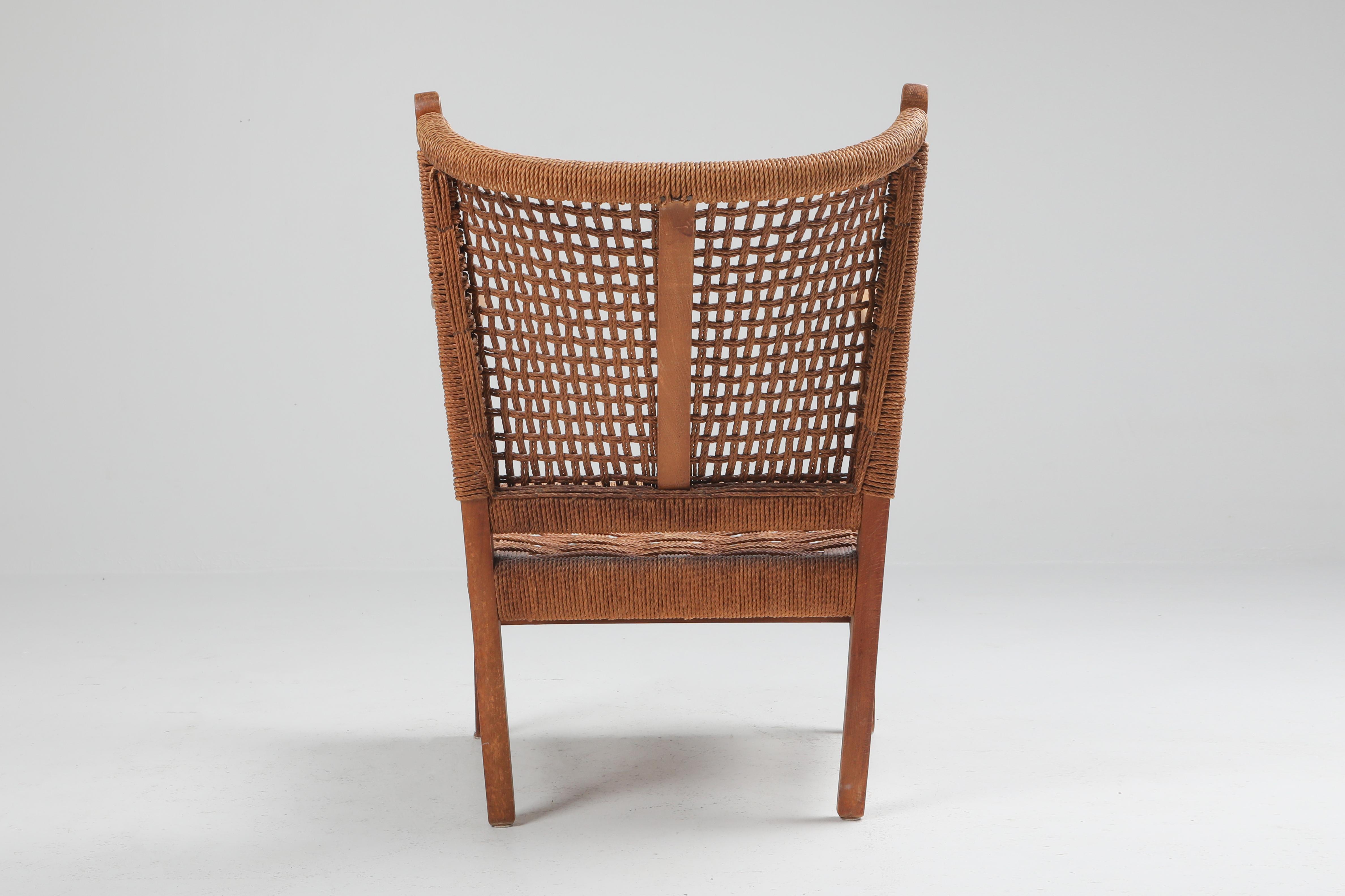 Bas Van Pelt Pair of Lounge Chairs in Rope and Oak In Good Condition In Antwerp, BE