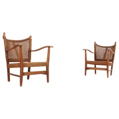 Bas Van Pelt Pair of Lounge Chairs in Rope and Oak