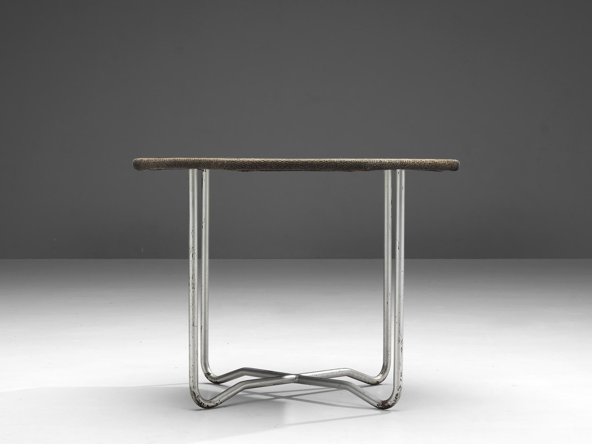Bauhaus Bas Van Pelt Patinated Coffee Table in Metal and Original Sisal