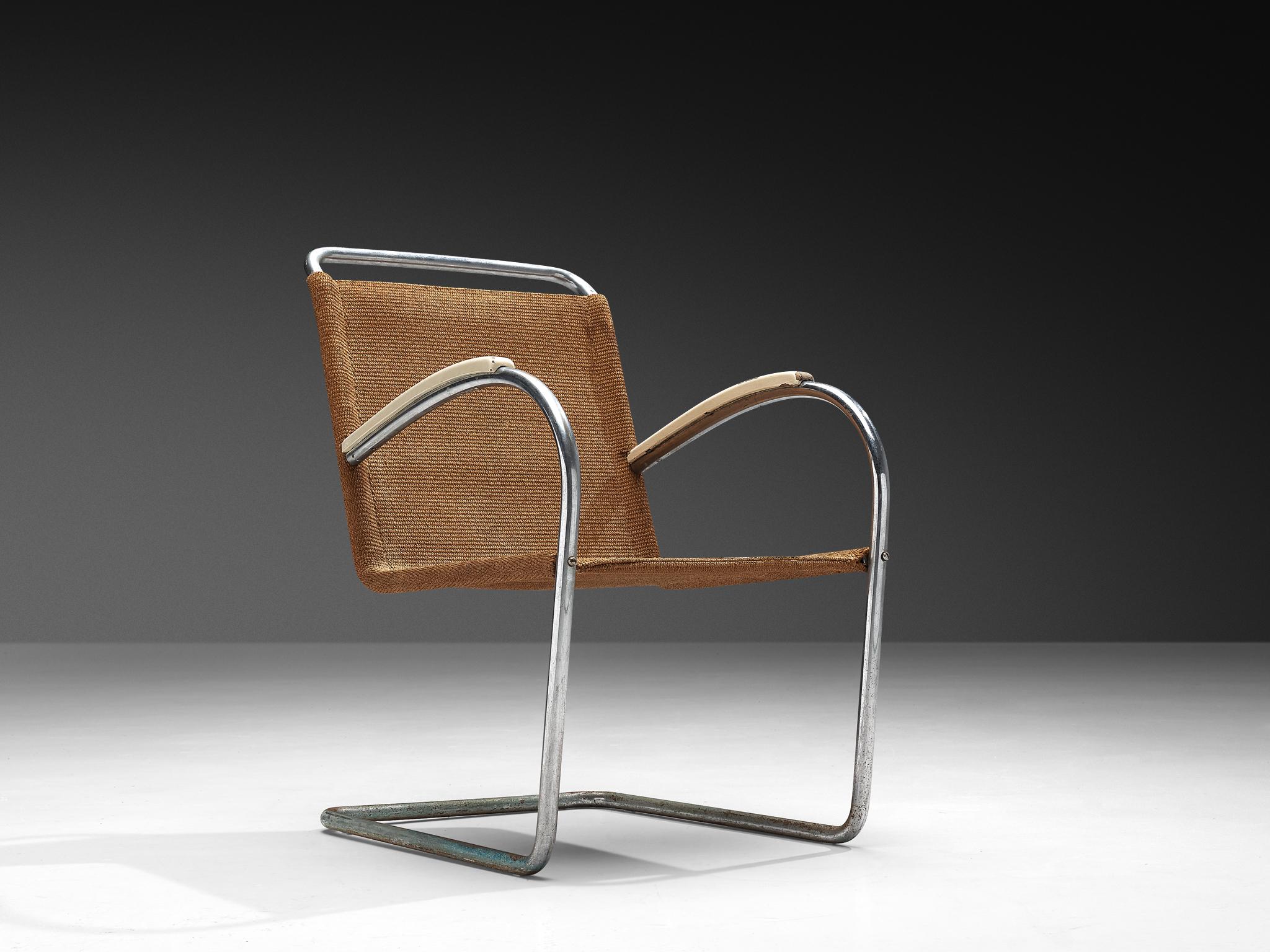 Bas van Pelt for E.M.S. Overschie, armchair, steel, sisal, wood, the Netherlands, 1930s.

This original and comfortable chair, designed by Dutch interior and furniture designer Bas van Pelt (1900-1945), was manufactured by E.M.S. Overschie. The