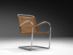 Bas van Pelt Patinated Tubular Armchair in Brown Sisal