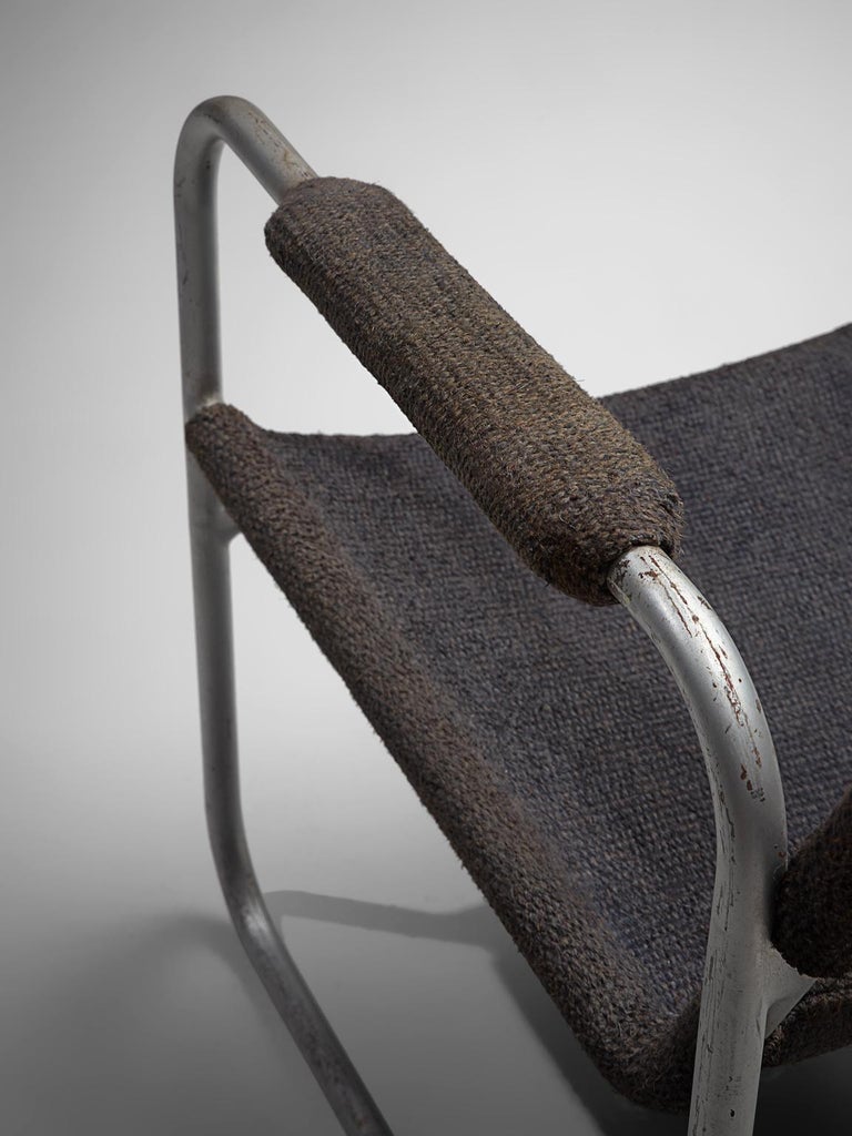 Bas Van Pelt Tubular Armchair in Original Grey Sisal For Sale 1