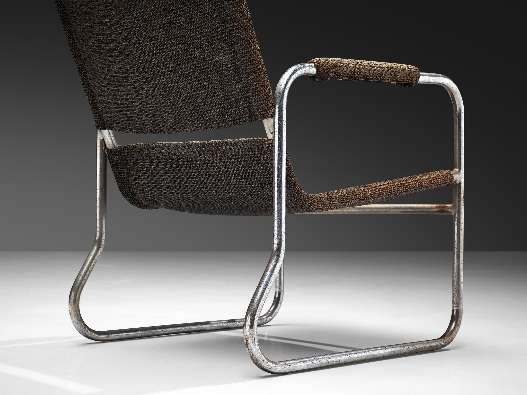 Sillón tubular Bas Van Pelt de sisal original Bauhaus en venta