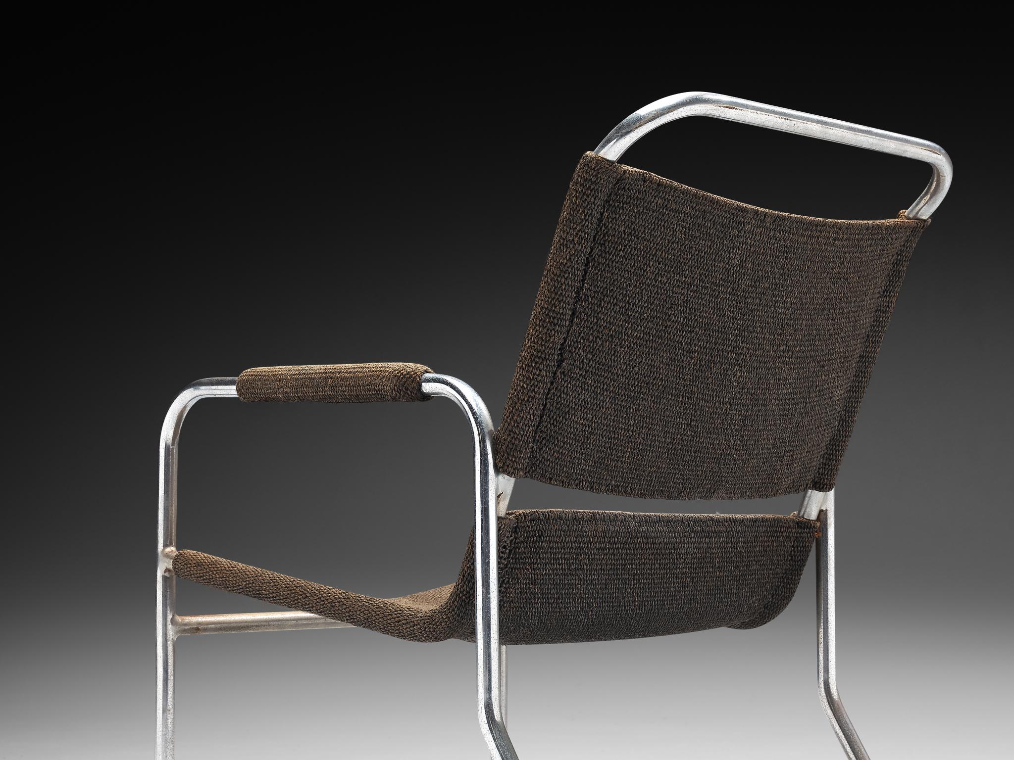 Sillón tubular Bas Van Pelt de sisal original Holandés en venta