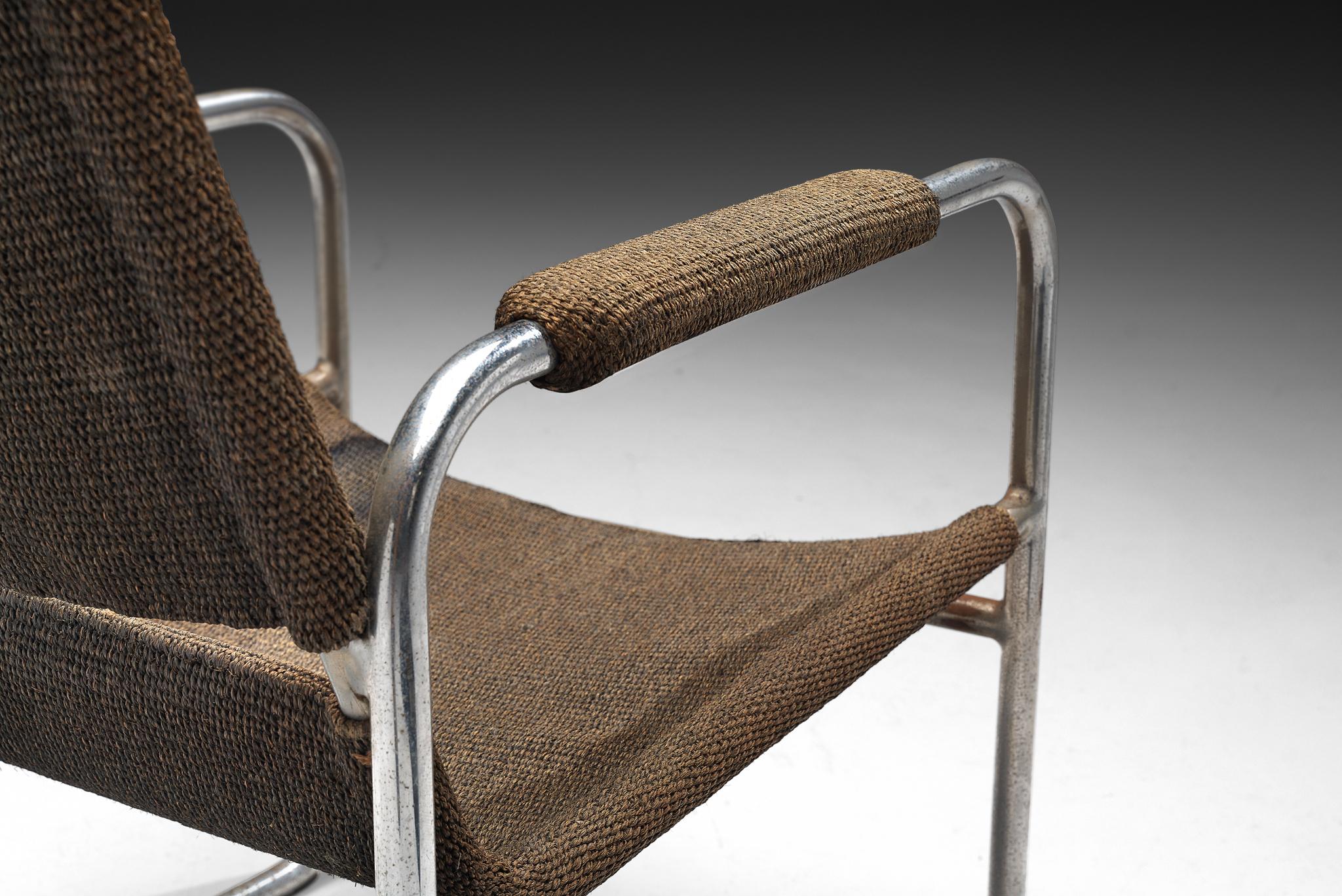 Sillón tubular Bas Van Pelt de sisal original Acero en venta