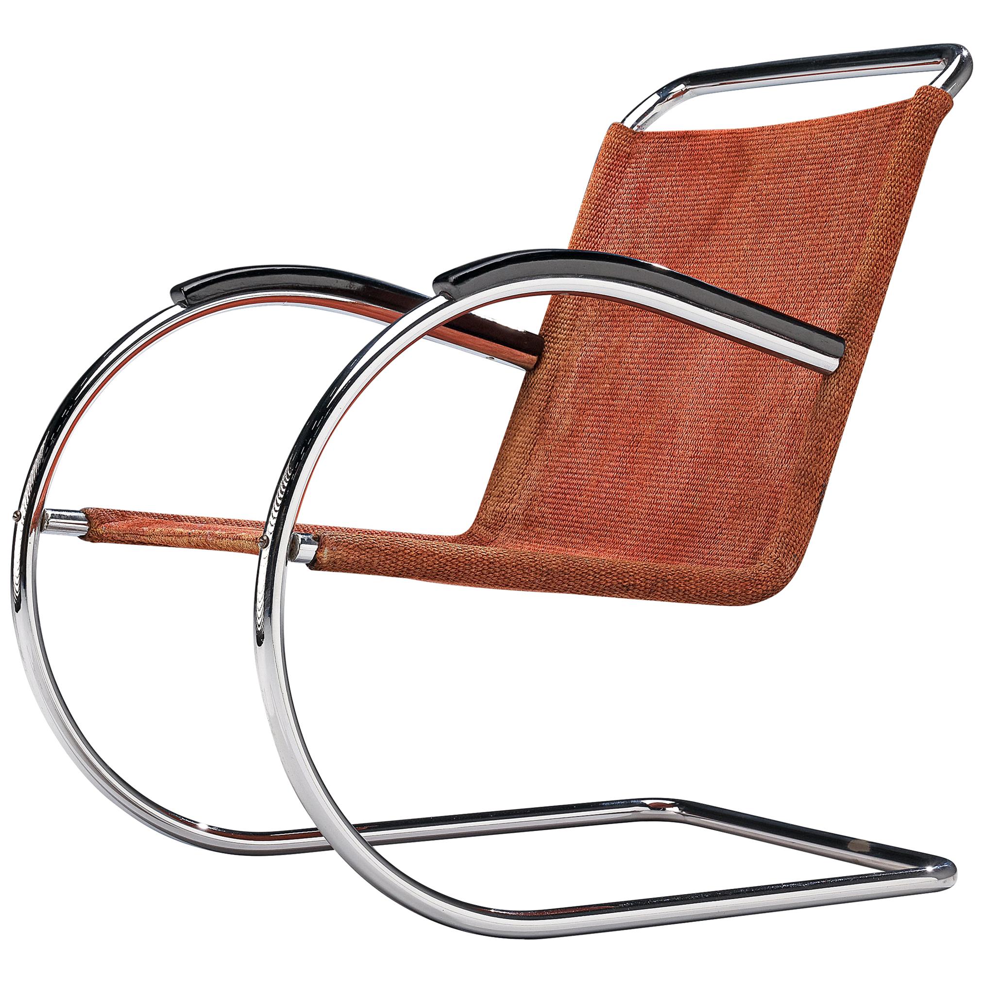 Bas Van Pelt Tubular Cantilever Lounge Chair with Red Sisal Seating