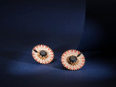 Basak Baykal Daisy 18ct Gold Diamond and Black Sapphire Earrings