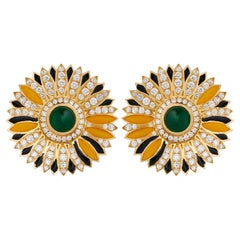 Basak Baykal Daisy Diamond & Emerald Earrings