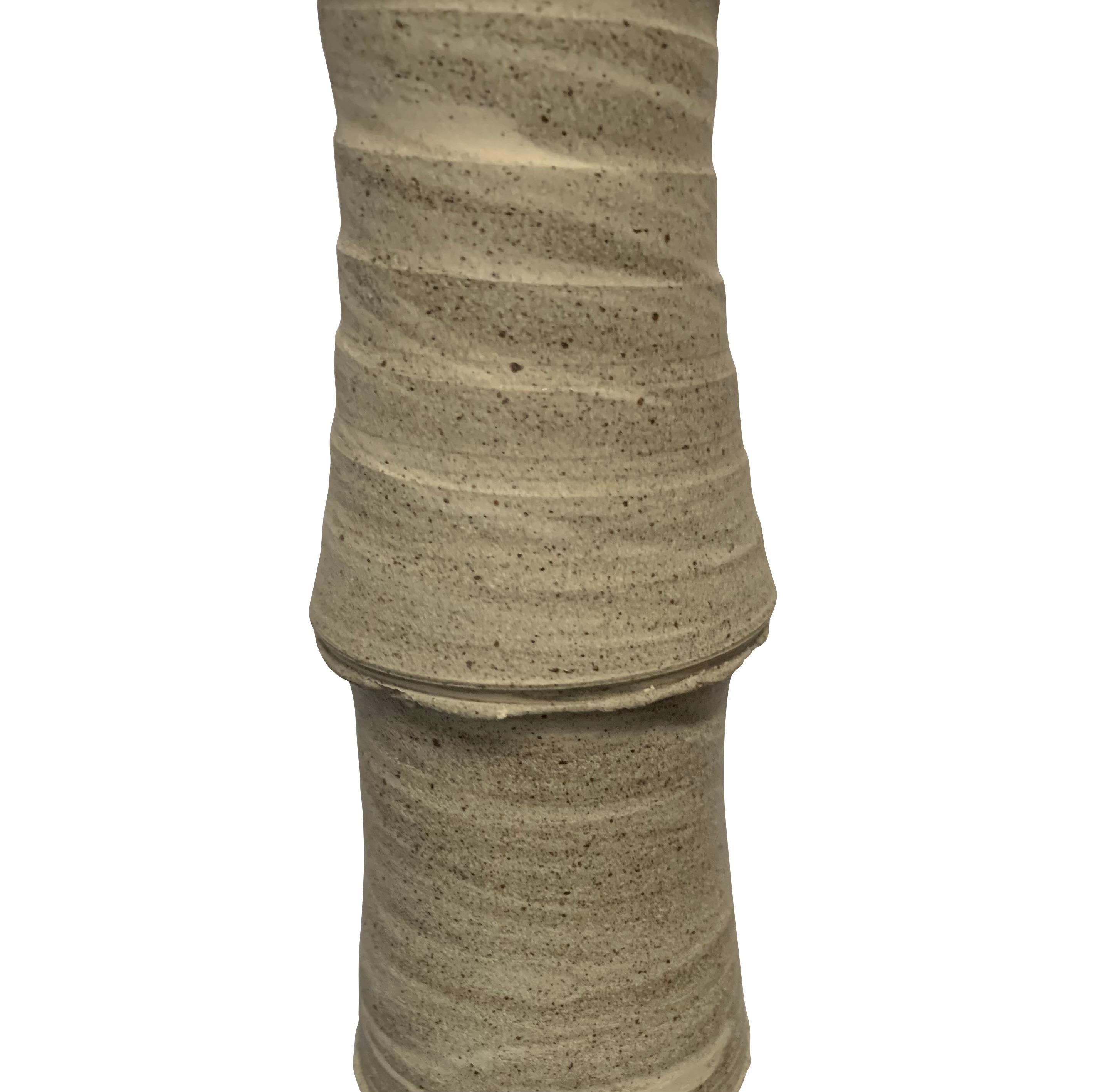 Basalt And Sand Color Vertebrae Design Stoneware Vase, Germany, Contemporary For Sale 1