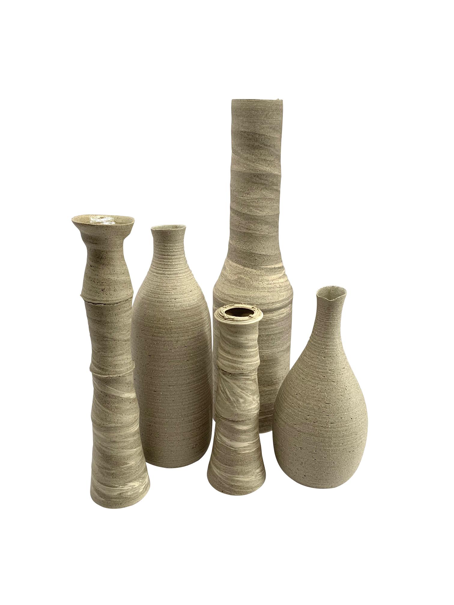 Basalt And Sand Color Vertebrae Design Stoneware Vase, Germany, Contemporary For Sale 2