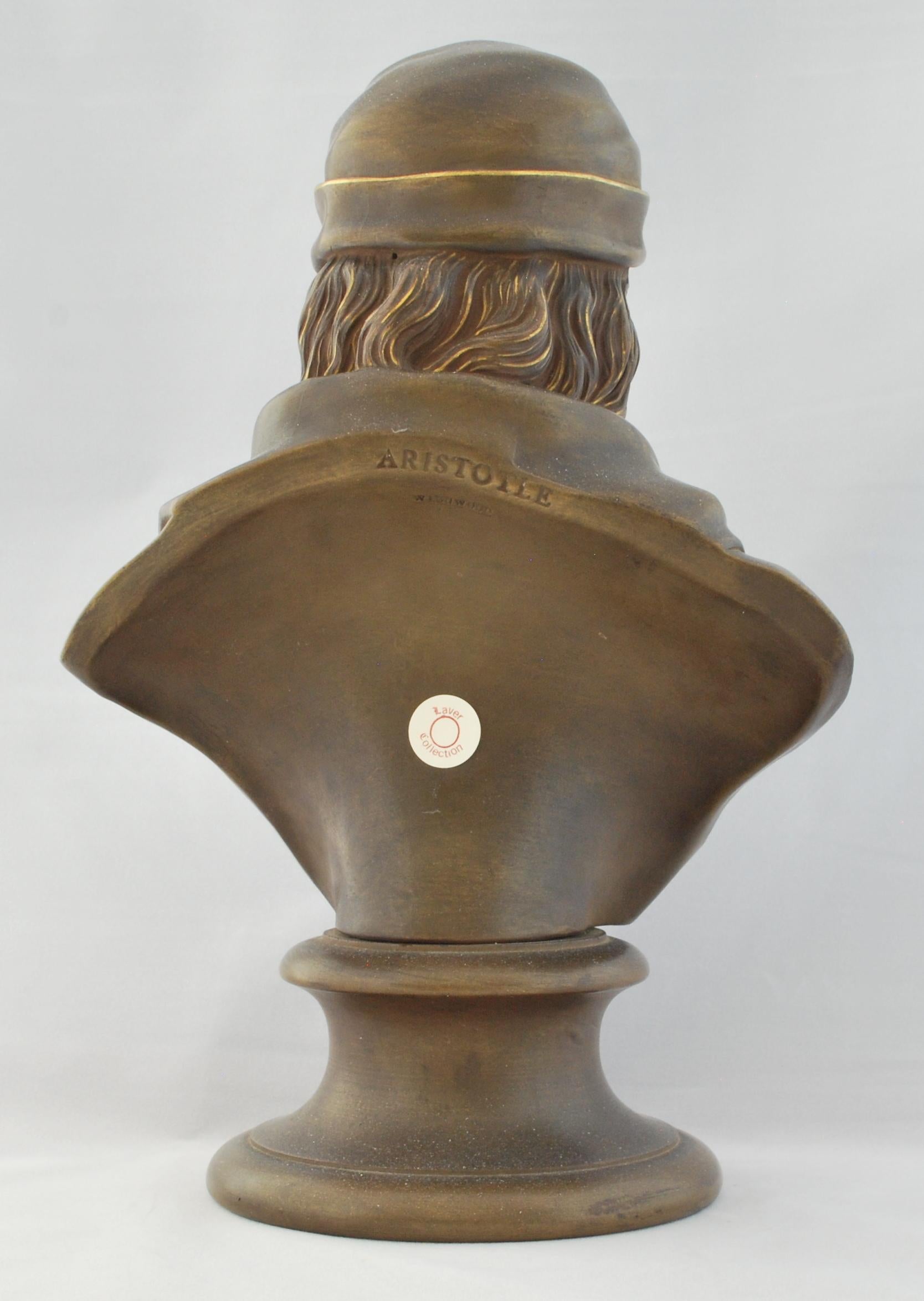 Neoclassical Revival Basalt Bust, Gilt and Bronzed, of Aristotle, Wedgwood, 1880