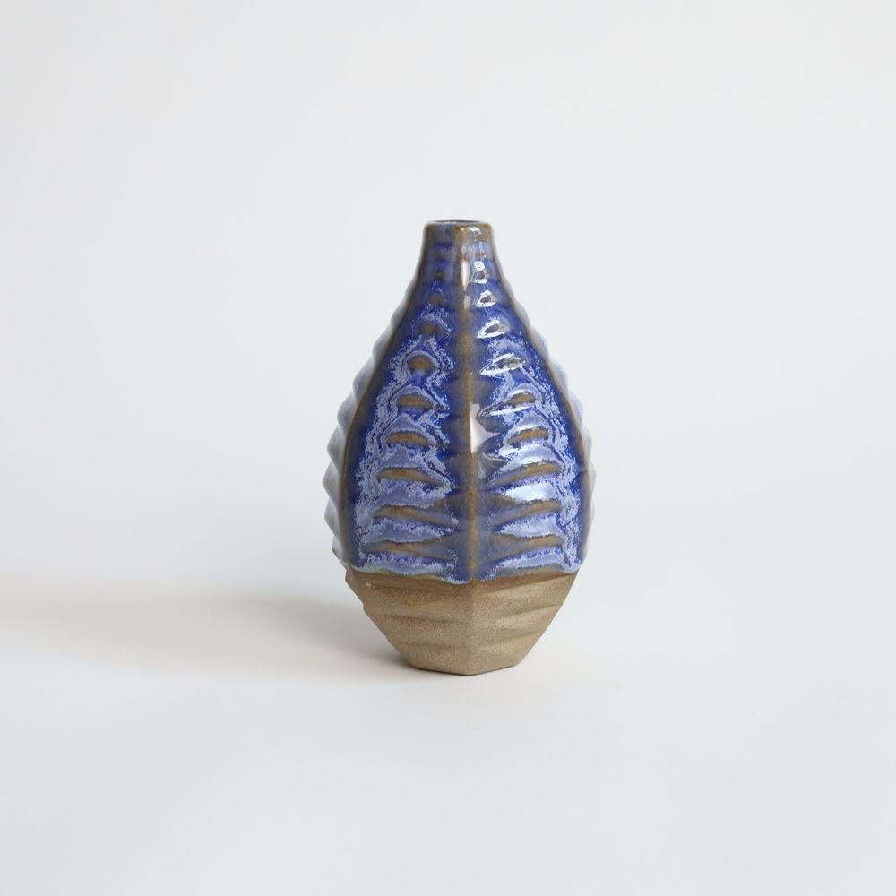 Hand-Crafted Basalt Handcrafted Vase in Coral Blue For Sale